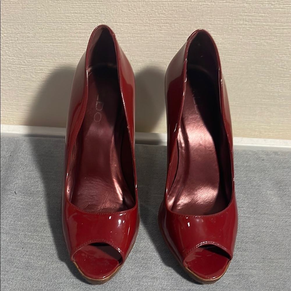 Elegant Red Peep-Toe Heels